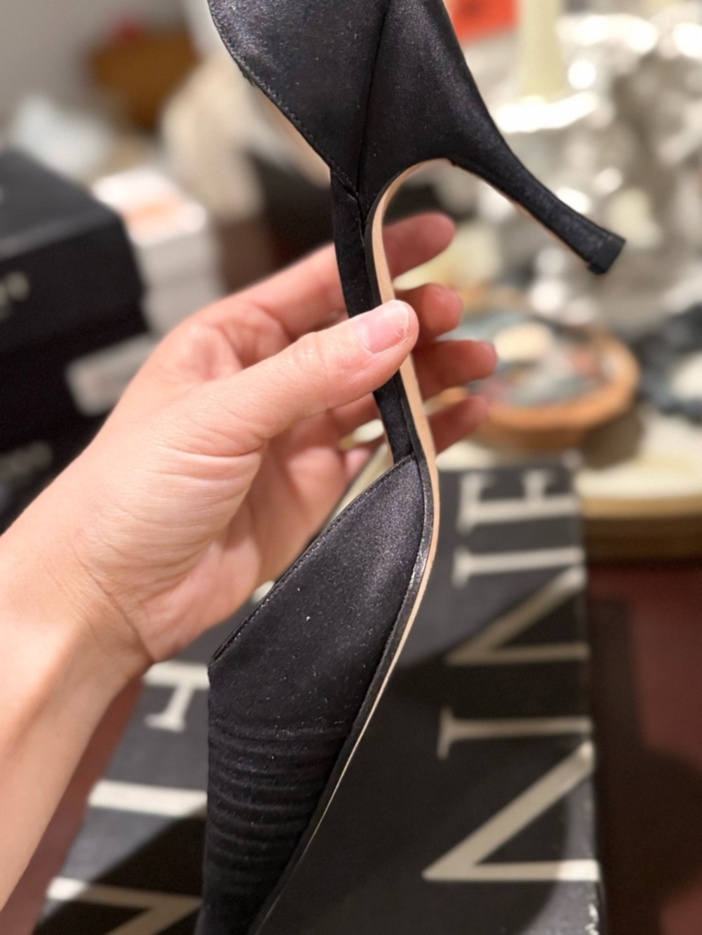 Anne Klein Black Pointed D'Orsay Pump with Pleated Toe - Picture 3 of 4